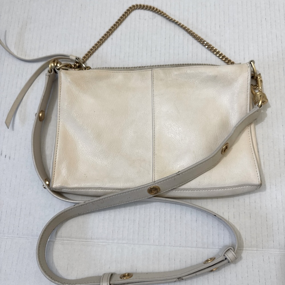 Vintage ALL SAINTS Off-White Leather Crossbody Bag Good Vintage Condition
